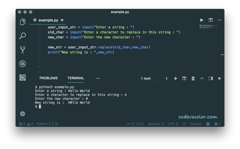 Python Program To Replace Single Or Multiple Charactersubstring In A String Codevscolor 5939