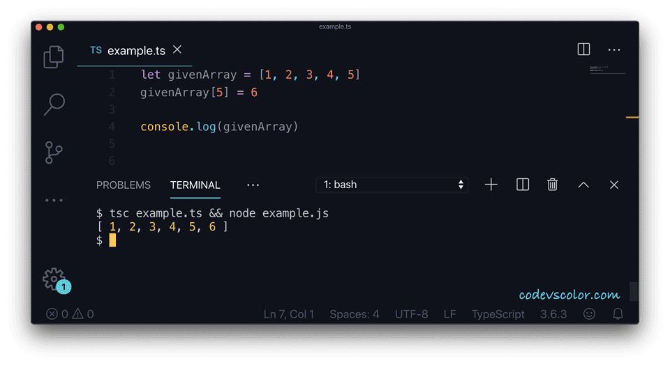 Typescript add element to array