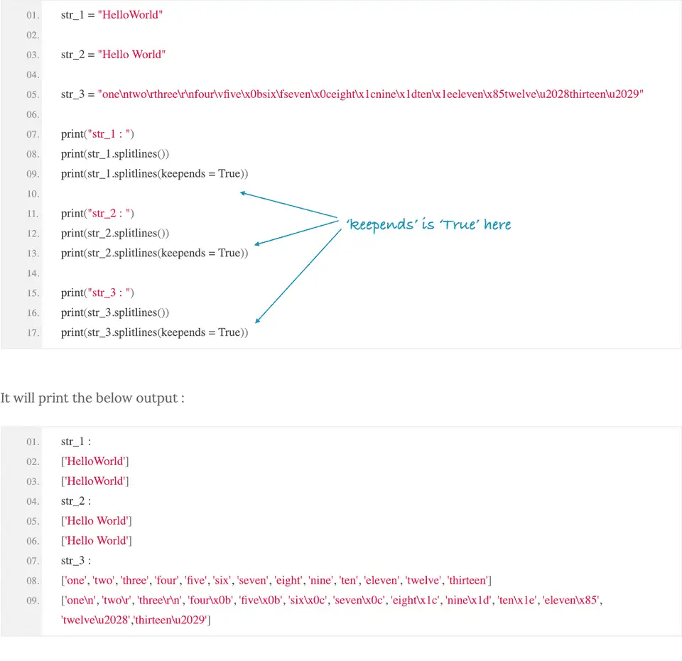 Python Example Program To Split A String At Linebreak Using Splitlines Codevscolor