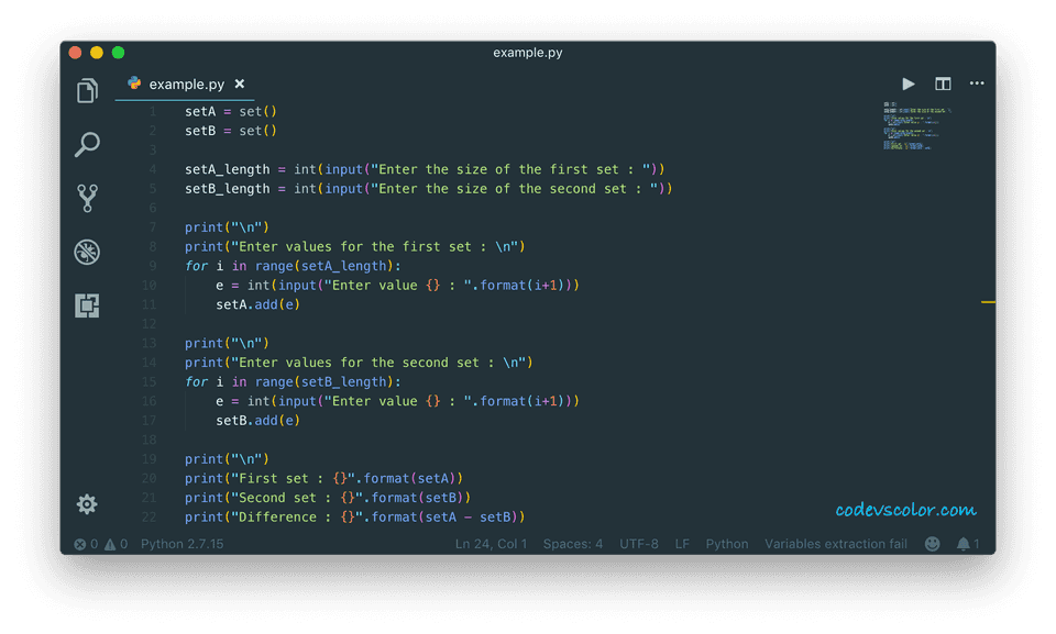 Two Ways To Find The Set Difference In Python - CodeVsColor