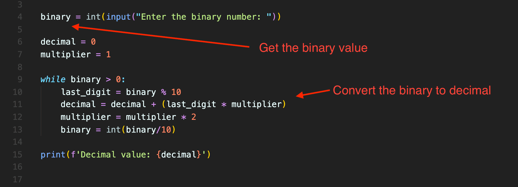 Python Program To Convert A Binary To Decimal CodeVsColor