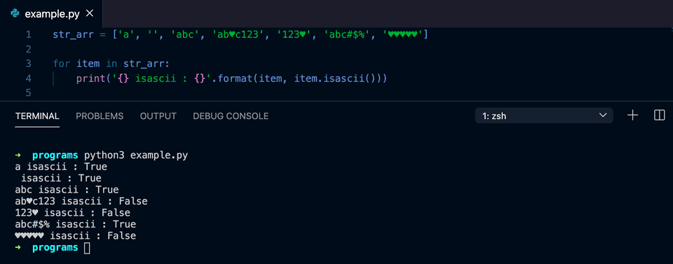 python isascii example