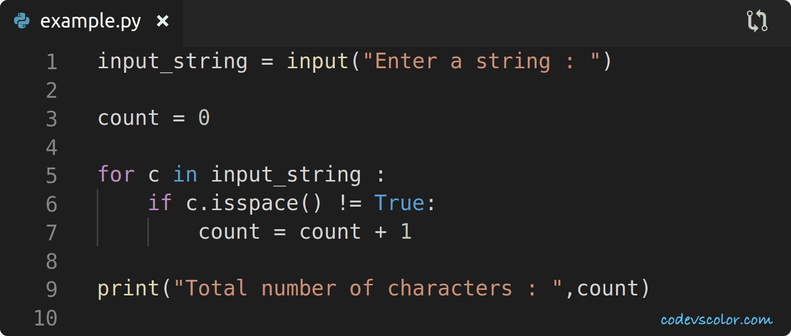 Python 3 Program To Count The Total Number Of Characters In A String 